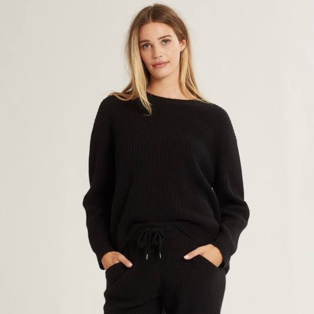 Naked Cashmere Campbell Ribbed Sweater Size Small  Black